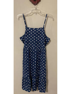Old Navy Girls 18 Plus Blue Star-Print Sleeveless Knee-Length Cotton Dress A5905